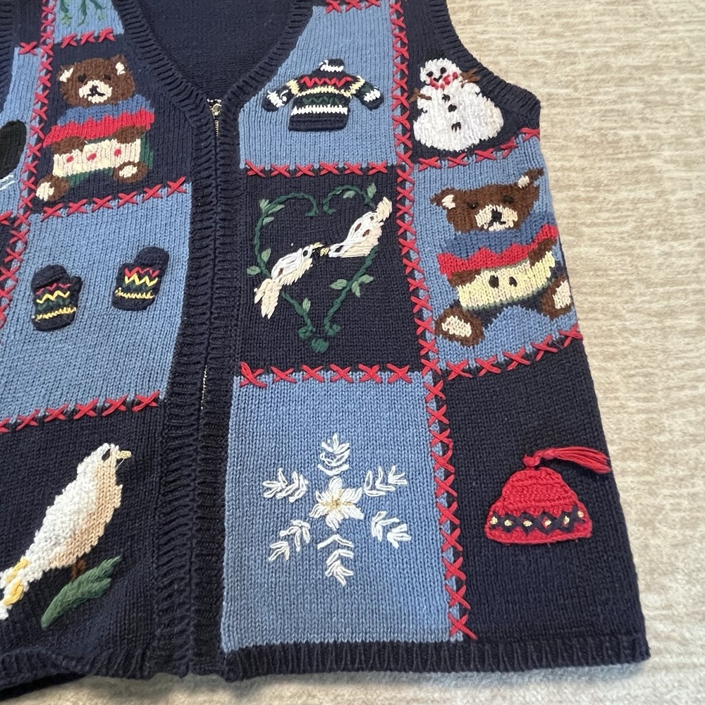Vintage Sweater Capacity Ugly Christmas Vest Snowman‎ Holiday USA Made Medium - Picture 3 of 5